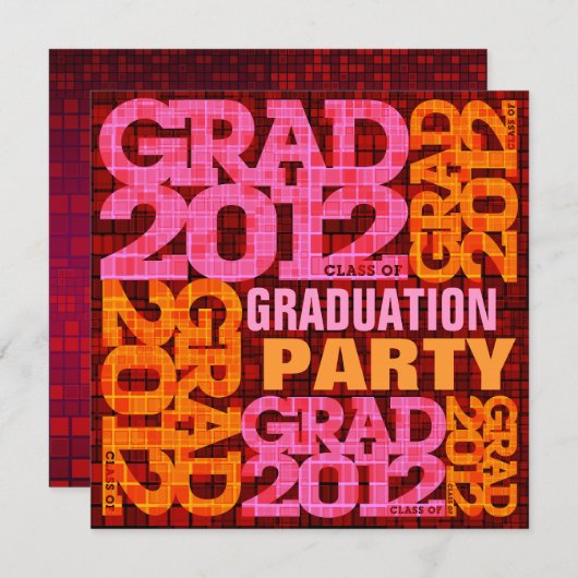 Invitation du Parti de la graduation 2012 Orange P (Devant / Derrière)