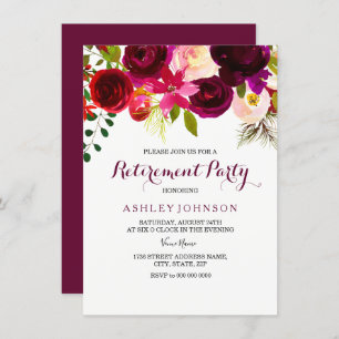 Invitation du parti de retraite Boho Floral Rouge 