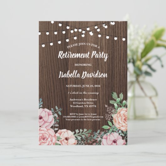 Invitation du parti de retraite. Bois rustique ros (Debout devant)