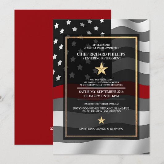 Invitation du parti de retraite des pompiers (Devant / Derrière)