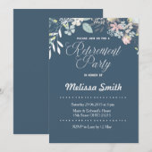 Invitation du Parti de retraite floral bleu de la  (Devant / Derrière)