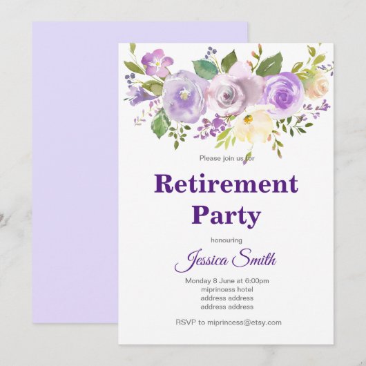 invitation du parti de retraite florale bohochique (Devant / Derrière)