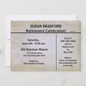 INVITATION DU PARTI DE RETRAITE (JOURNAL) (Dos)