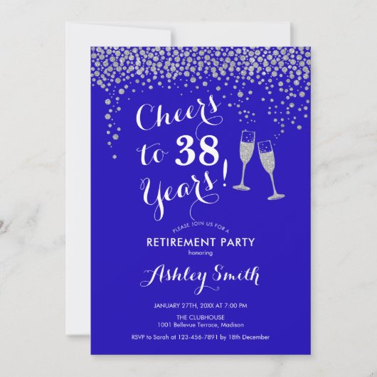 Invitation du parti de retraite Royal Blue Silver (Devant)