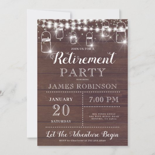 Invitation du parti de retraite Rustic Wood (Devant)