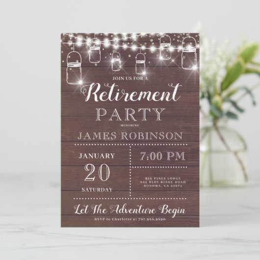 Invitation du parti de retraite Rustic Wood (Debout devant)