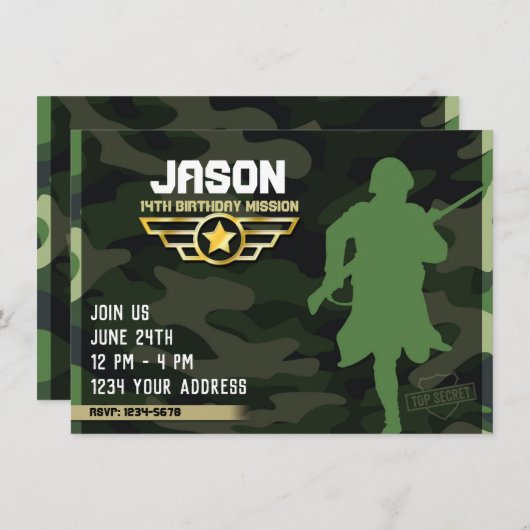 Invitation du Parti de style militaire (Devant / Derrière)