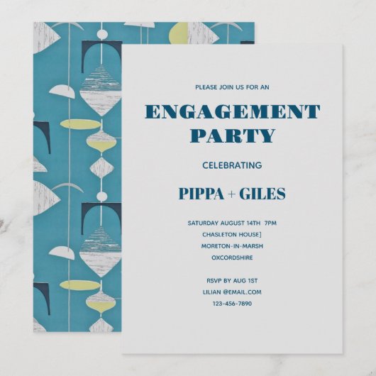 Invitation du parti d'engagement à motif des année (Devant / Derrière)