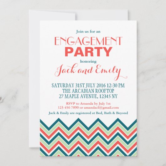 Invitation Du Parti D'Engagement Chevron Corail Et (Devant)
