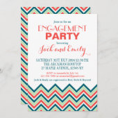 Invitation Du Parti D'Engagement Chevron Corail Et (Devant / Derrière)