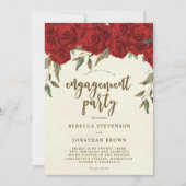 invitation du parti d'engagement floral roses roug (Devant)