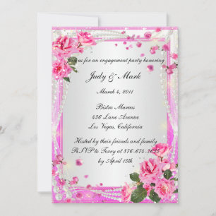 Invitation Du Parti D'Engagement Roses Et Perles R