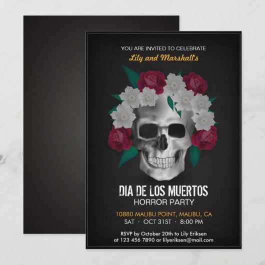Invitation du parti Dia de los Muertos Halloween (Devant / Derrière)