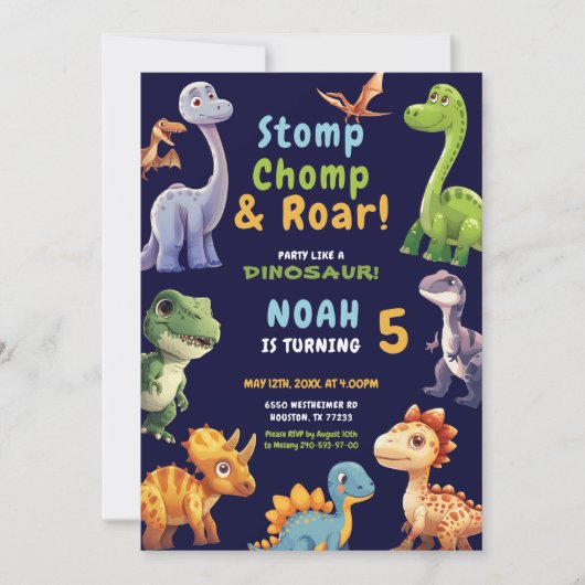 Invitation du parti Dinosaur (Devant)