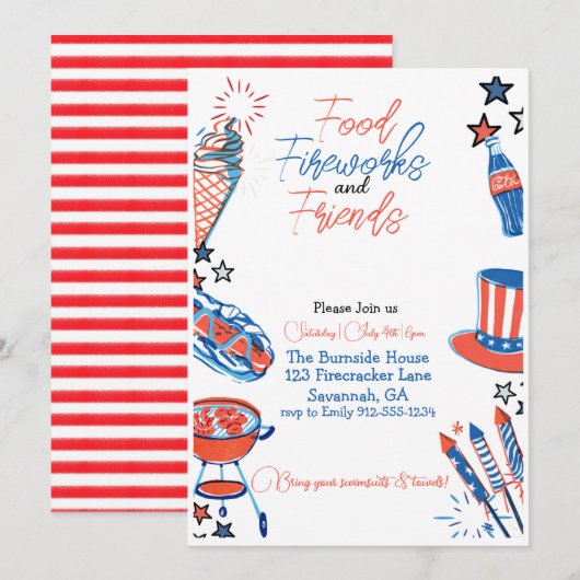 Invitation Du Parti Du 4 Juillet (Devant / Derrière)