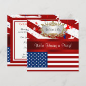 Invitation du parti du drapeau américain Bleu blan (Devant / Derrière)