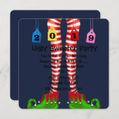 Invitation du Parti Elf Stocking Chritmas Cute 201 (Devant / Derrière)