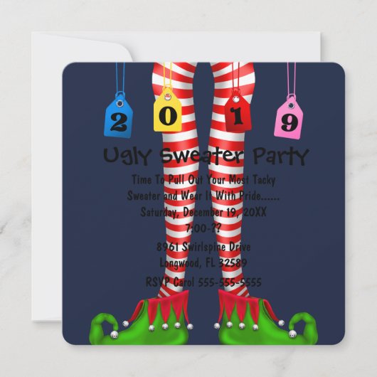 Invitation du Parti Elf Stocking Chritmas Cute 201 (Devant)