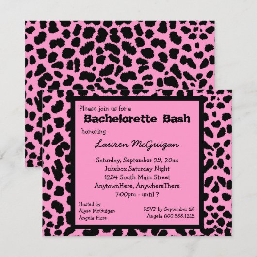 Invitation du Parti Empreinte de léopard rose (Devant / Derrière)