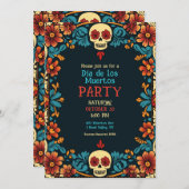 Invitation du parti 💀 Floral Día de Muertos (Devant / Derrière)