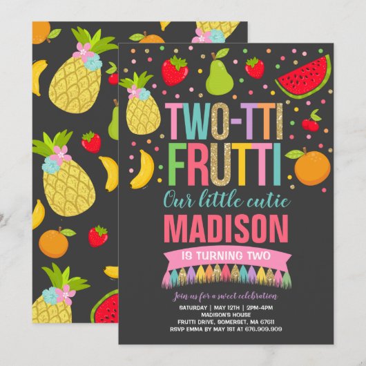 Invitation du Parti Frutti à deux tti 2e fête d'an (Devant / Derrière)