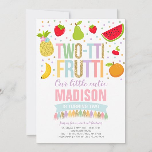 Invitation du Parti Frutti à deux tti 2e fête d'an (Devant)