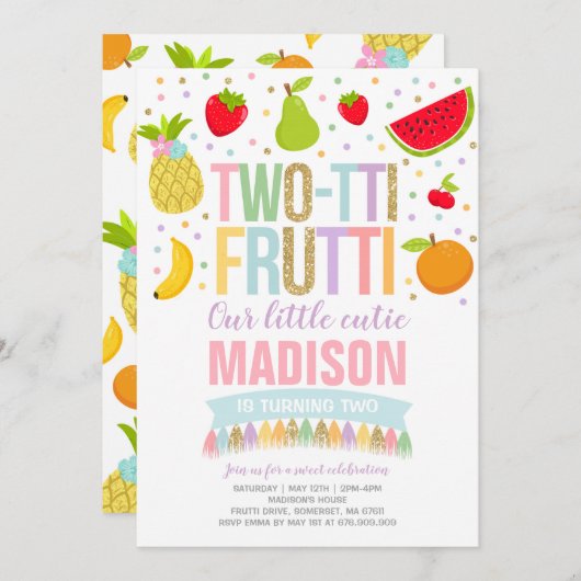 Invitation du Parti Frutti à deux tti 2e fête d'an (Devant / Derrière)