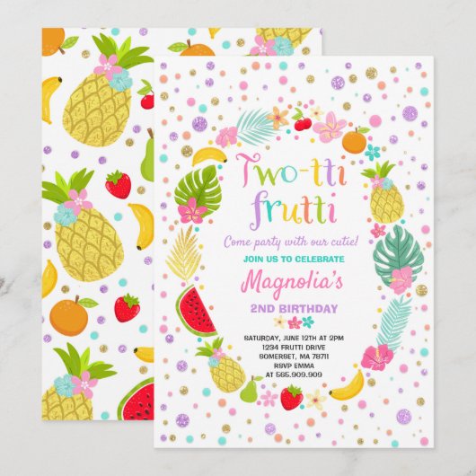 Invitation du Parti Frutti à deux tti 2e fête d'an (Devant / Derrière)