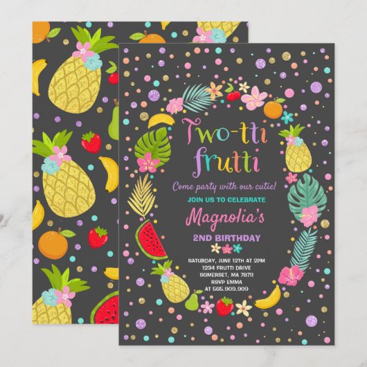 Invitation du Parti Frutti à deux tti 2e fête d'an (Devant / Derrière)