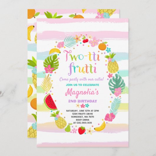 Invitation du Parti Frutti à deux tti 2e fête d'an (Devant / Derrière)