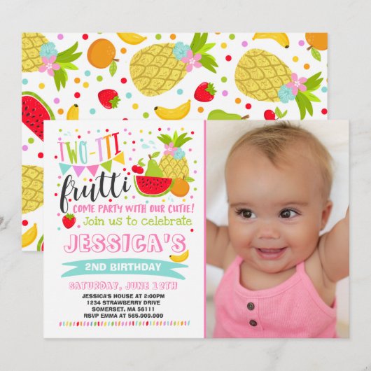 Invitation du Parti Frutti à deux tti 2e fête d'an (Devant / Derrière)