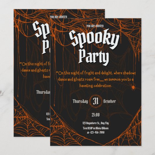 Invitation du parti Gothic Éffrayant Halloween (Devant / Derrière)