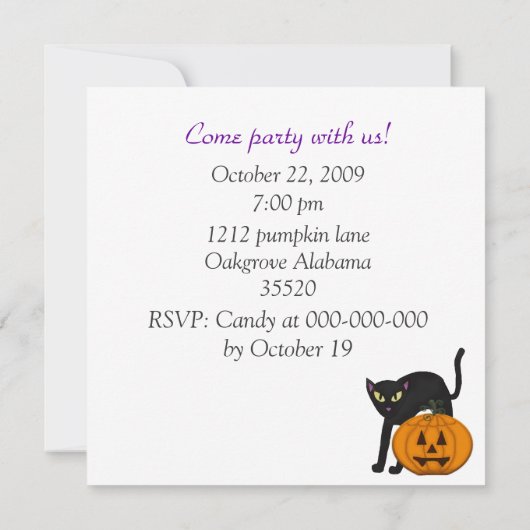 Invitation du parti Halloween (Dos)
