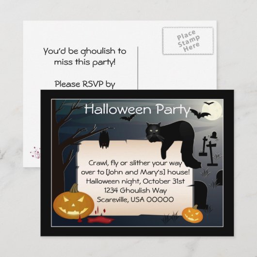 Invitation du parti Halloween (Devant / Derrière)