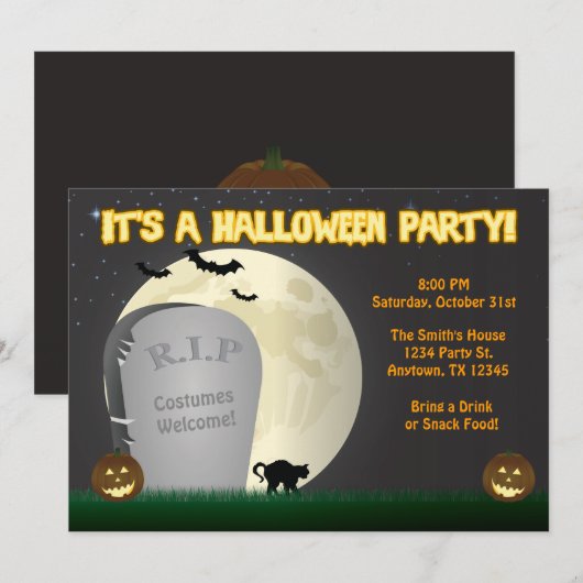 Invitation du parti Halloween (Devant / Derrière)