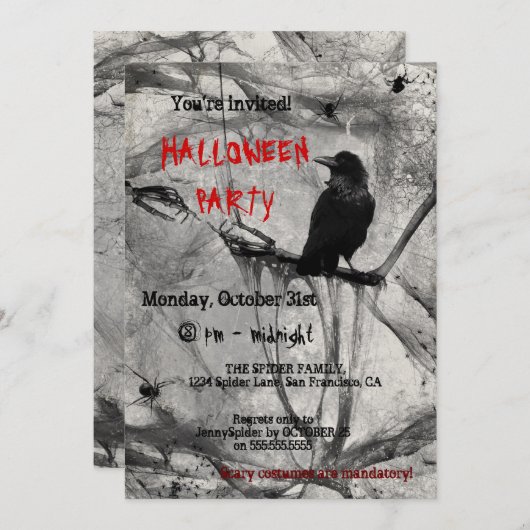 Invitation du parti Halloween (Devant / Derrière)