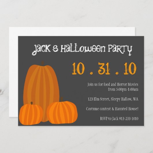 Invitation du parti Halloween (Devant / Derrière)