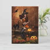 Invitation du parti Halloween avec sorcière (Debout devant)