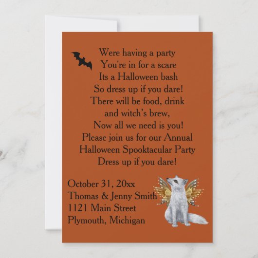 Invitation du parti Halloween avec sorcière (Dos)