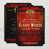Invitation du parti Halloween Bloody Wicked Red & (Devant / Derrière)
