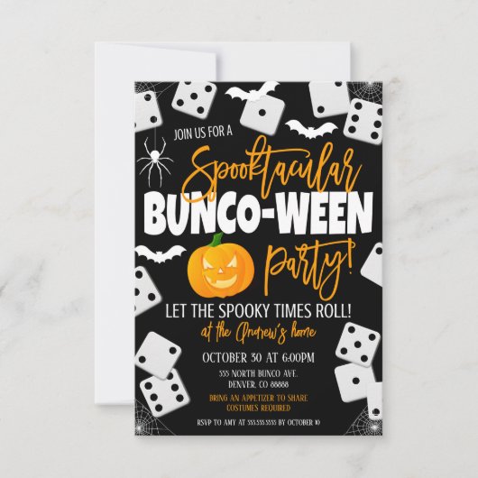 Invitation du parti Halloween Bunco (Devant)
