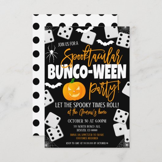 Invitation du parti Halloween Bunco (Devant / Derrière)