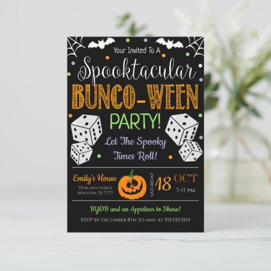 Invitation du parti Halloween Bunco (Debout devant)