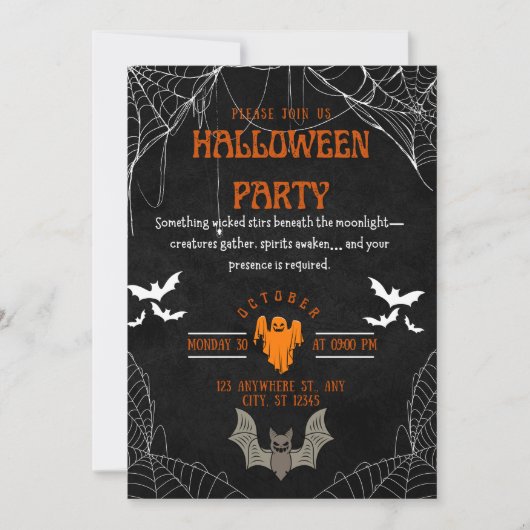 Invitation du parti Halloween Ghost (Devant)