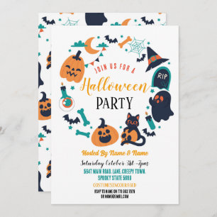 Invitation du parti Halloween Ghosts Citrouilles