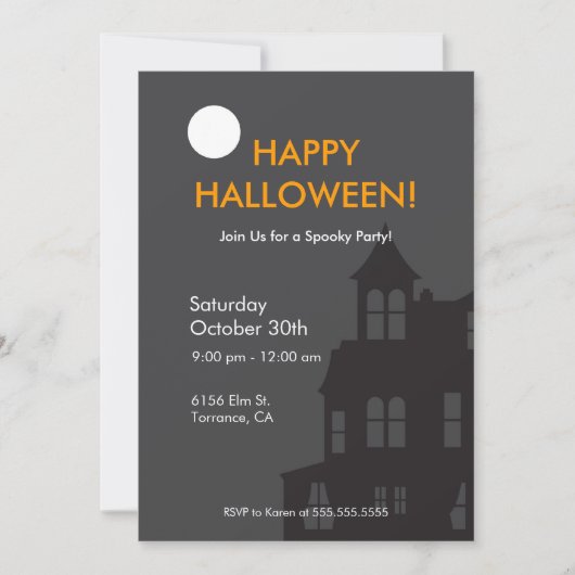 Invitation du parti Halloween House (Devant)