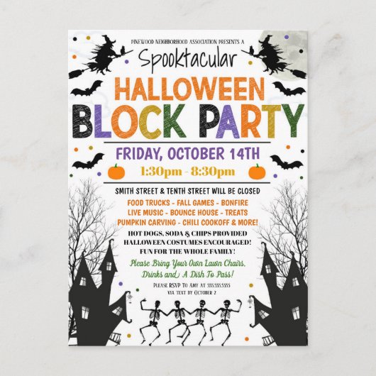 Invitation du parti Halloween Neighborhood Block (Devant)