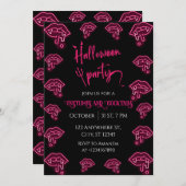 Invitation du parti Halloween Neon Vampire (Devant / Derrière)