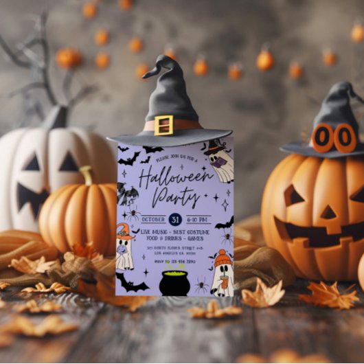 Invitation du parti Halloween noir et violet