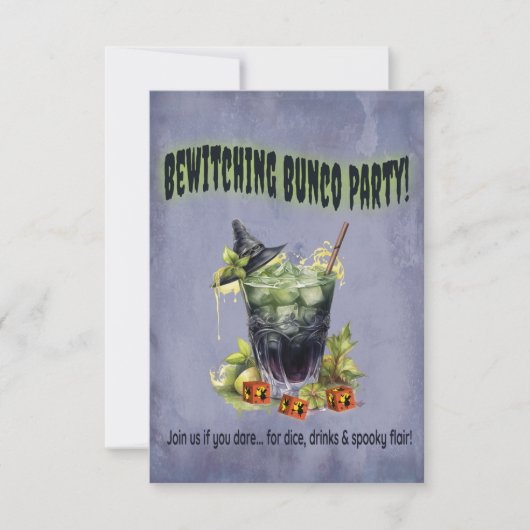 Invitation du parti Halloween Witches Bunco (Devant)